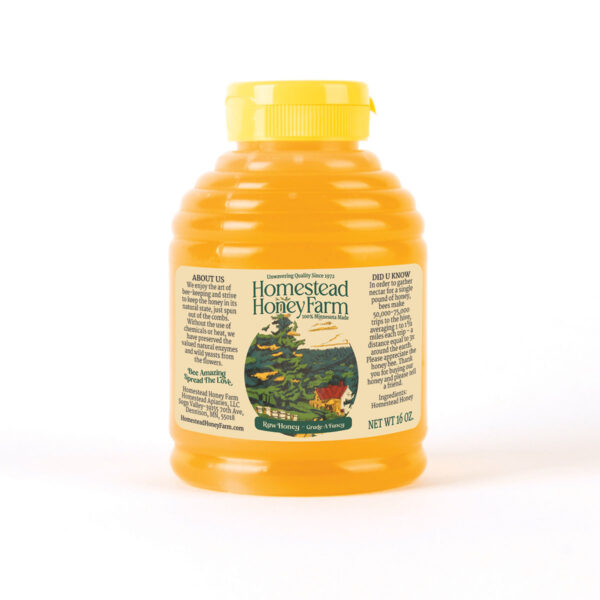 1 lb. Squeeze Skep Bottle - Raw Honey - Grade-A Fancy - Image 2